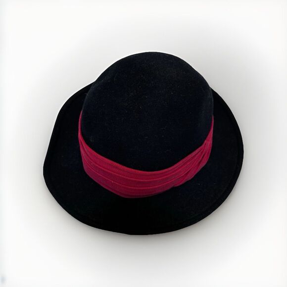 Vintage Laura Ashley Wool Felt Hat Black Dark Academia Retro Indie Sleaze